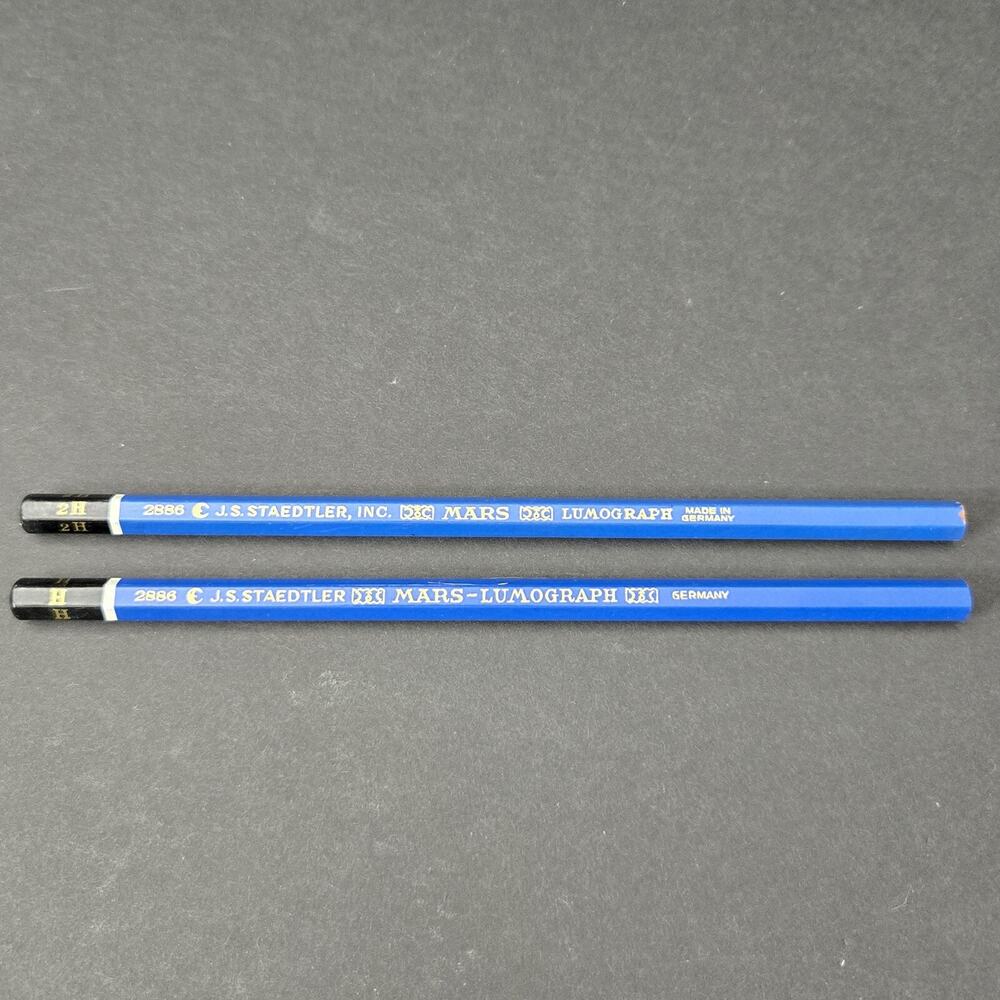 Vintage Lot Of 2 Collectible Staedtler Mars Lumograph 2 & 2H Drawing Pencils NEW